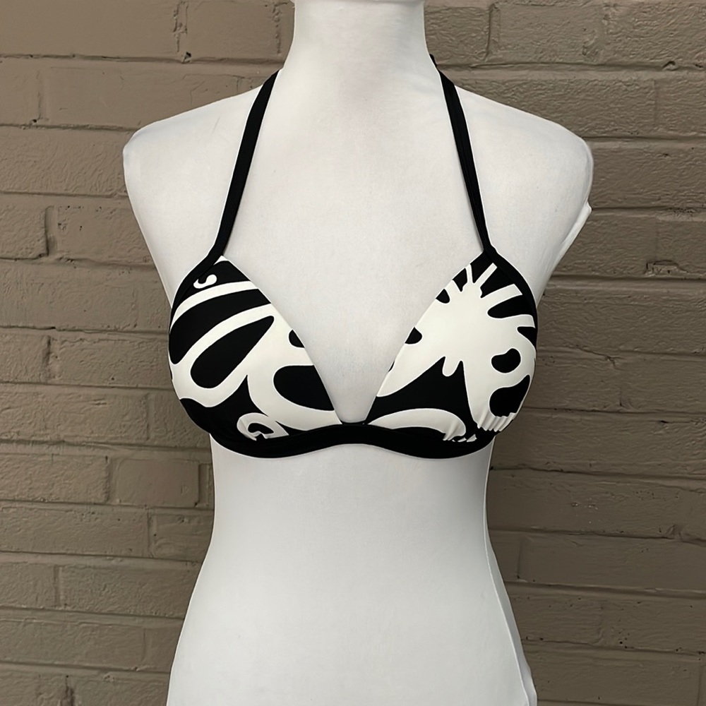 Venus black & white print bikini top  B